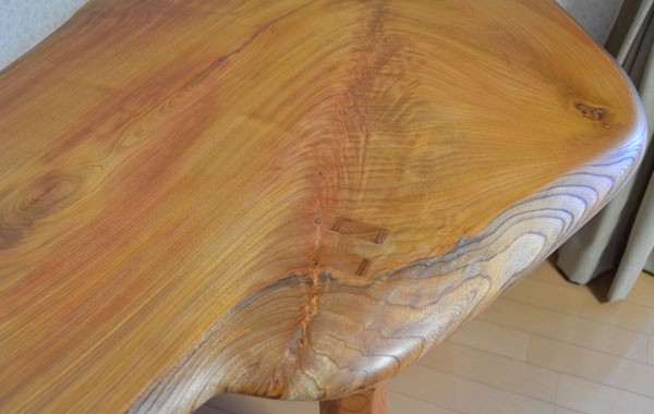 欅一枚板4本脚ダイニングテーブル