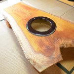 ケヤキ火鉢用穴あき座卓