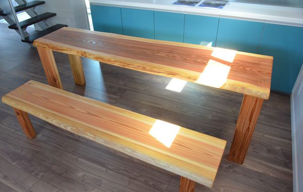 スギ一枚板ダイニングテーブル&ベンチ(伊勢市N様邸)